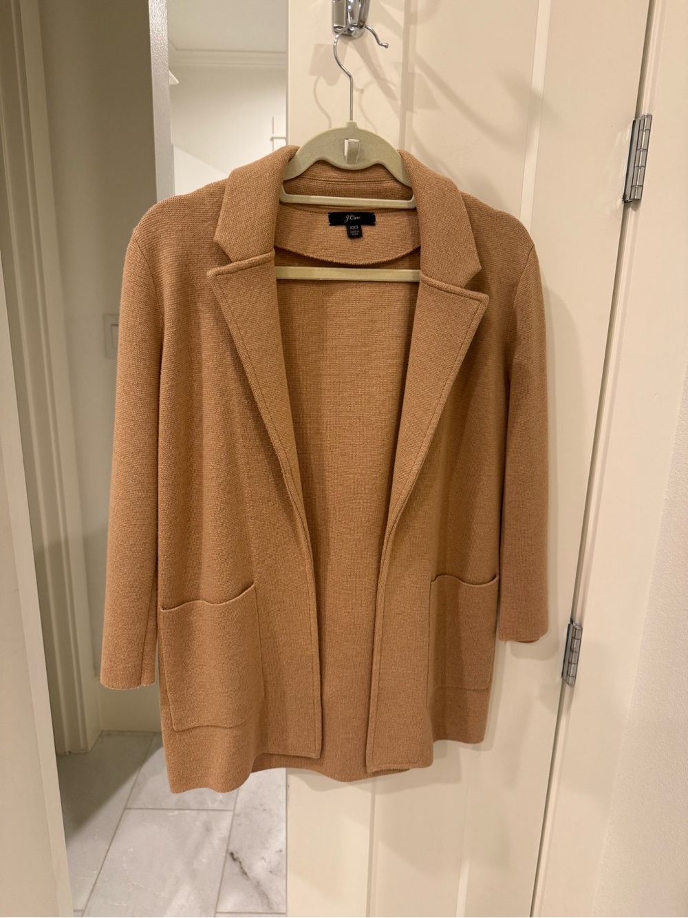 J. Crew Camel Open-Front Knit Cardigan Blazer